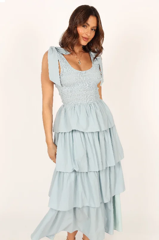 - Foldable and portable cat bagRaphael Tiered Maxi Dress - Blue