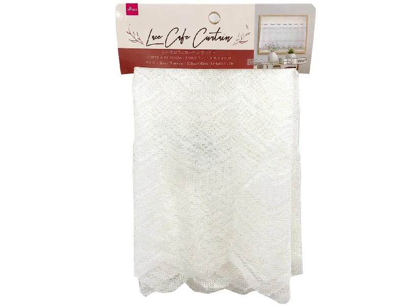 ---Lace Cafe Curtain - White - 1.64yd X 1.47ft - 150cm X 45cm -