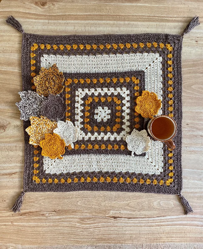 - Organic cotton dog bibsCrochet Kit - Autumn Table Cover & Leaf Coaster Set
