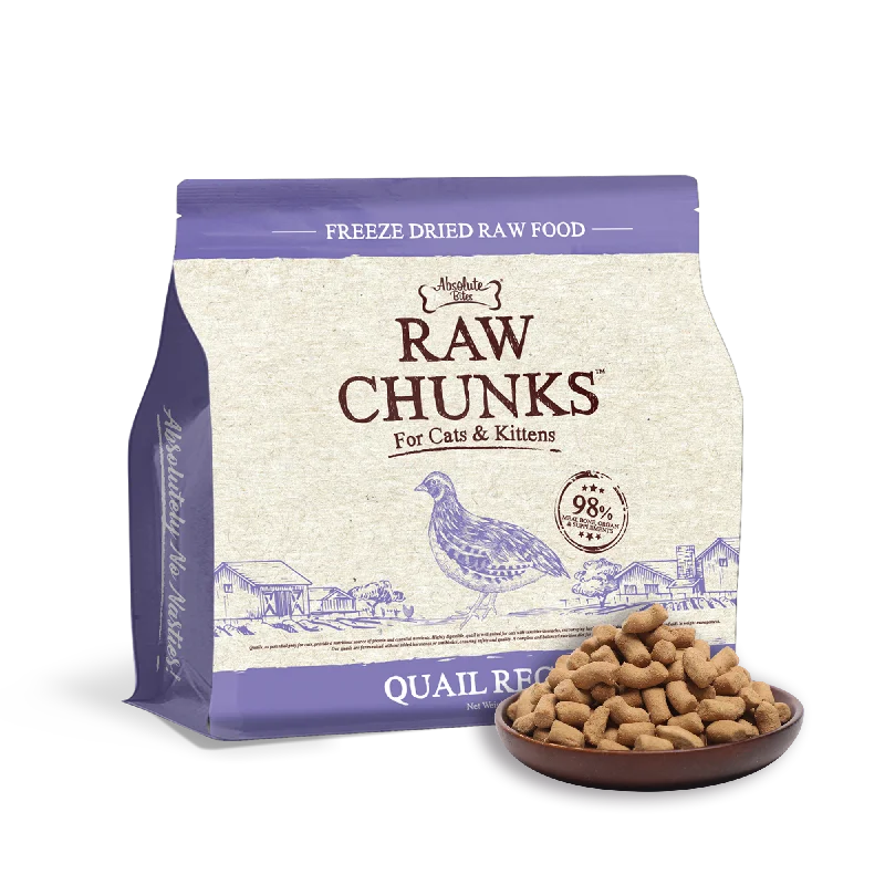  . **Ingredient-Related**  Absolute Bites Raw Chunks Freeze Dried Raw Food for Cats & Kittens - Quail Recipe (280g)