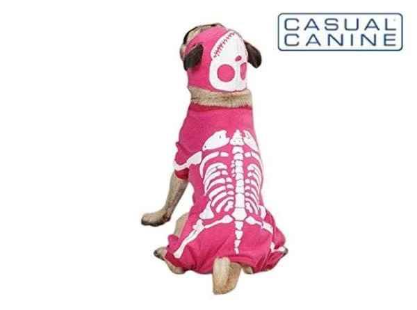 ---CutePink Glow Bones Dog Costume