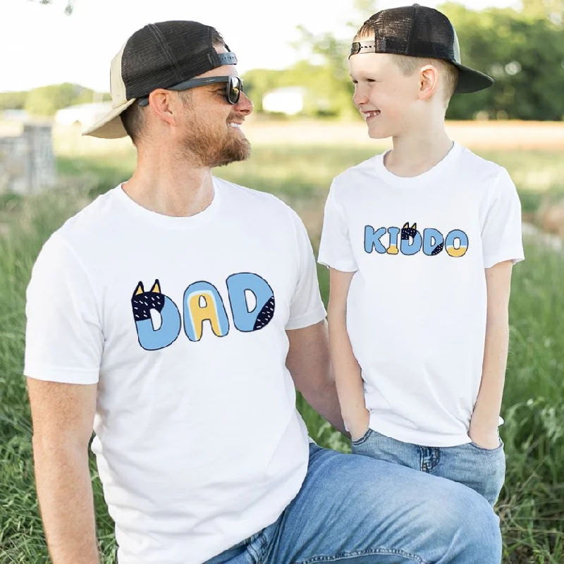 ---CuteCLR Heart Puppy Dog - Dad and Kiddo Matching White T-Shirts