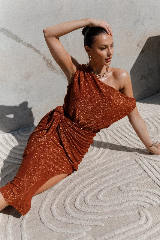 - Natural latex pet mattressSantiago Off Shoulder Midi Dress - Bronze