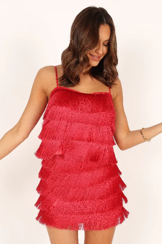 - ​​Pet toys under    yuanRara Fringe Skirt - Red