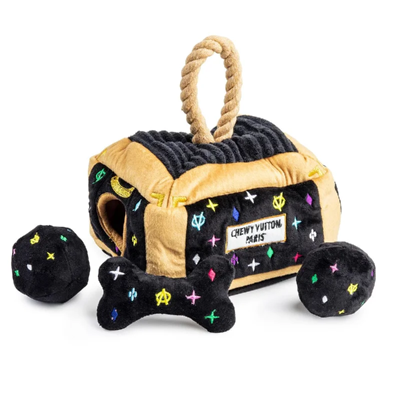 - Parrot toy selectionBlack Monogram Chewy Vuiton Trunk Activity House Dog Toy