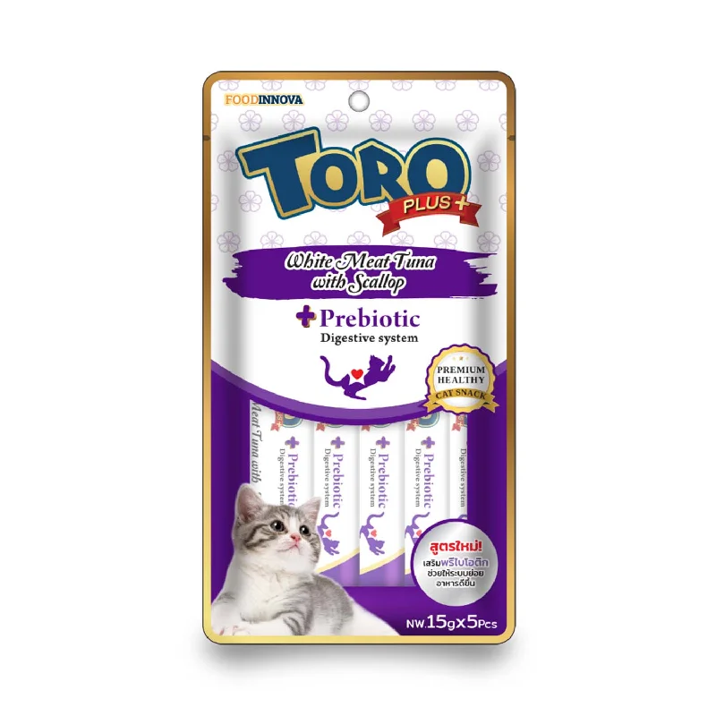    - Chicken flavor cat food  Toro Plus White Meat Tuna with Scallop and Prebiotic