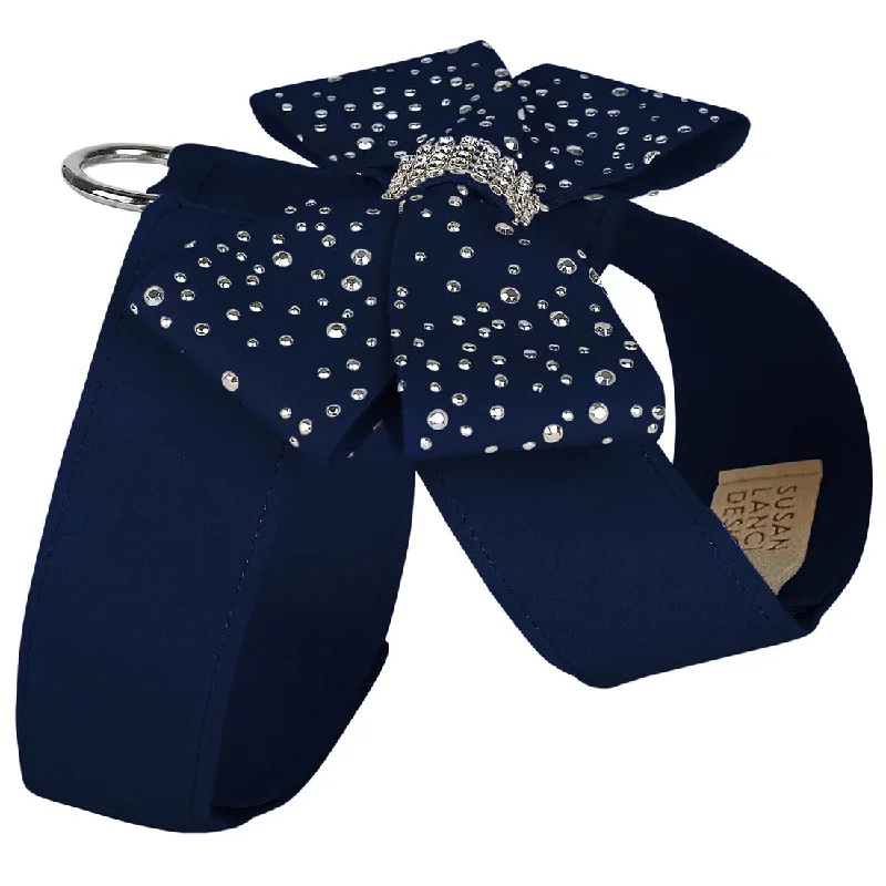 Cat clothesSilver Stardust Nouveau Bow Tinkie Dog Harness Indigo
