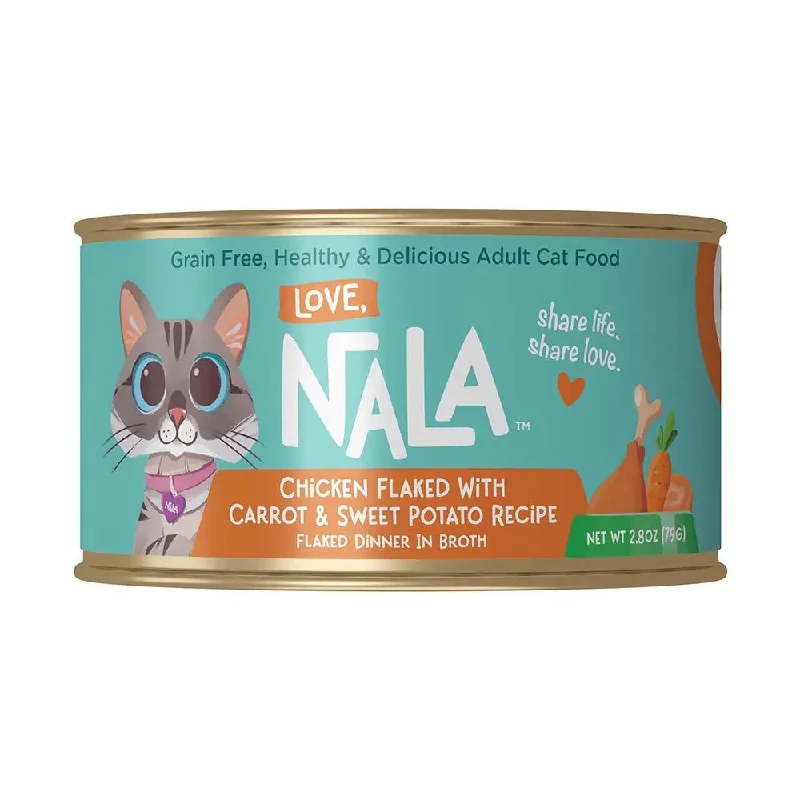 - Foldable and portable cat bagLove, Nala Chicken Flaked with Sweet Potato & Carrot Recipe in Broth Cat Food 2.8oz Case of 12