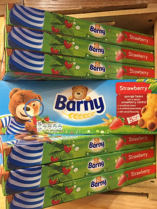 ---35x Barny Strawberry Sponge Bear Cake Bar (7x5x30g)