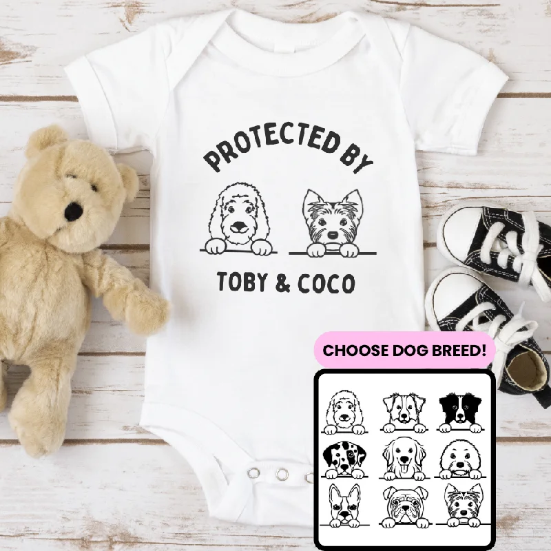 ---Protected By My 2 Dogs Personalised Baby Vest