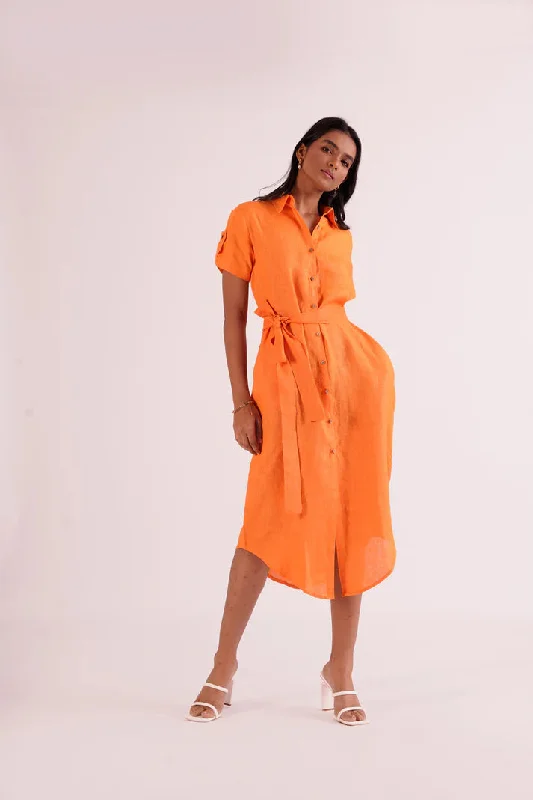 Classic loose fit Summer Linen shirt dress.