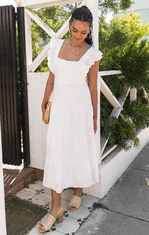 Lovely Midi Dress ~ White Linen