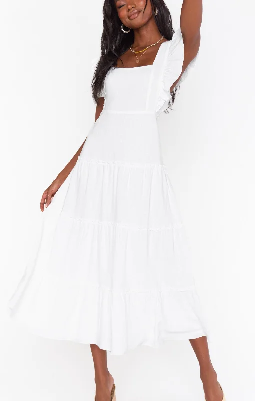 Lovely Midi Dress ~ White Linen