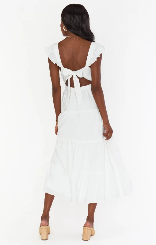 Lovely Midi Dress ~ White Linen