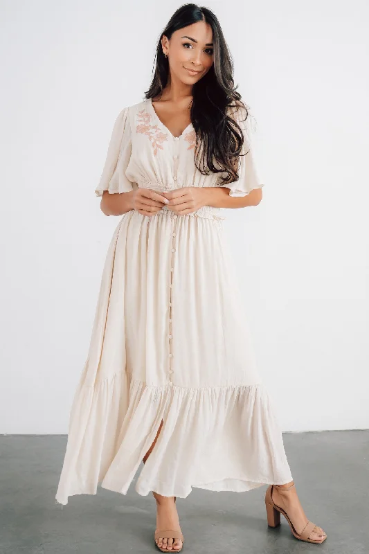 Luz Embroidered Maxi Dress | Natural