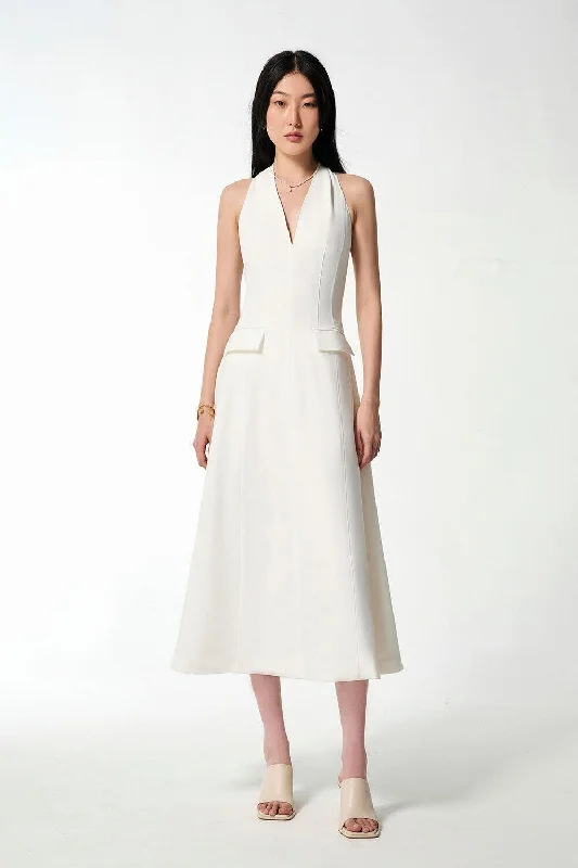 Tide Halter Sleeveless Cotton Midi Dress