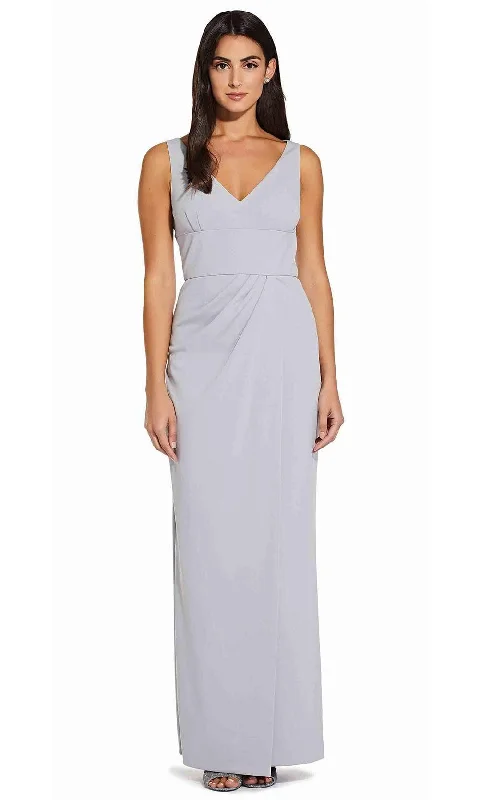 Adrianna Papell - AP1E206762 Sleeveless V-Neck Column Long Crepe Dress