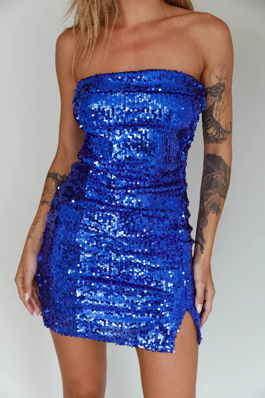 Drive Me Crazy Sequin Mini Dress Blue