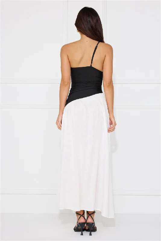 Lavish Hideaway One Shoulder Maxi Dress Black