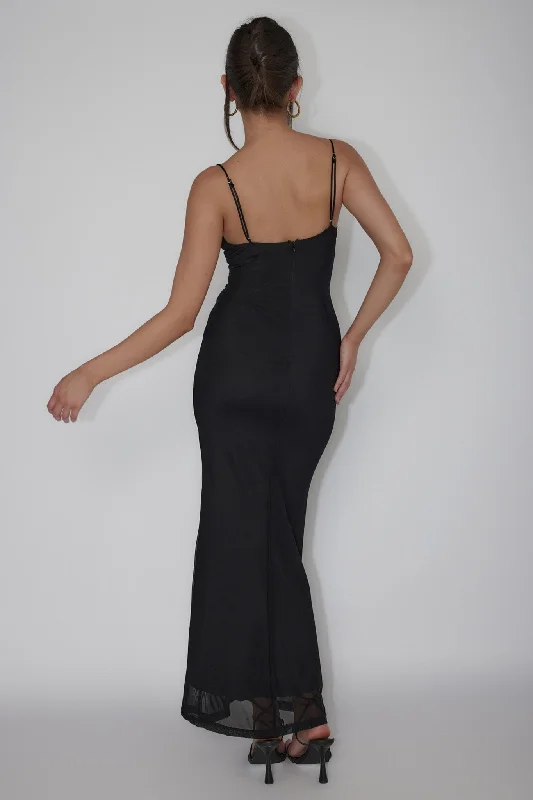 Teava Laced Waist Maxi Dress Black