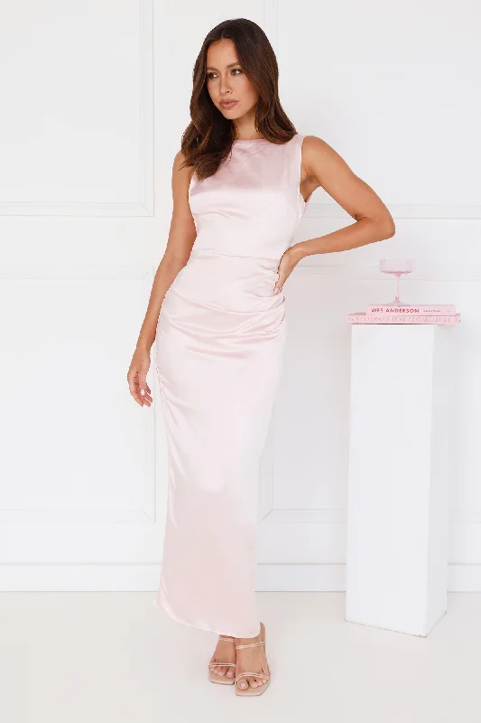 Twilight Affair Satin Maxi Dress Pink