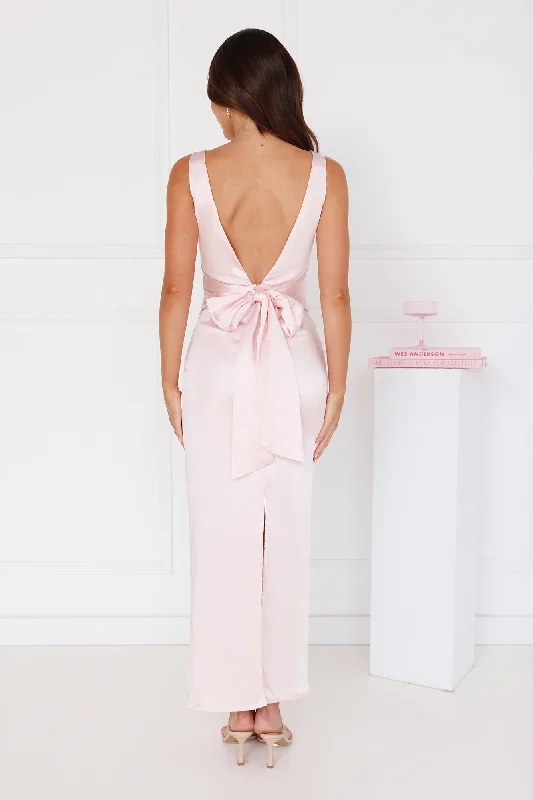 Twilight Affair Satin Maxi Dress Pink