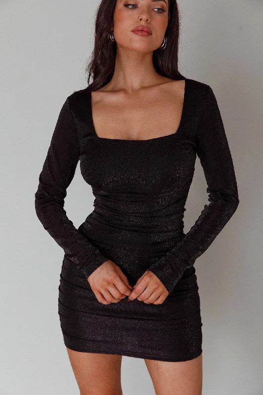 Wednesday Cowl Back Mini Dress Black