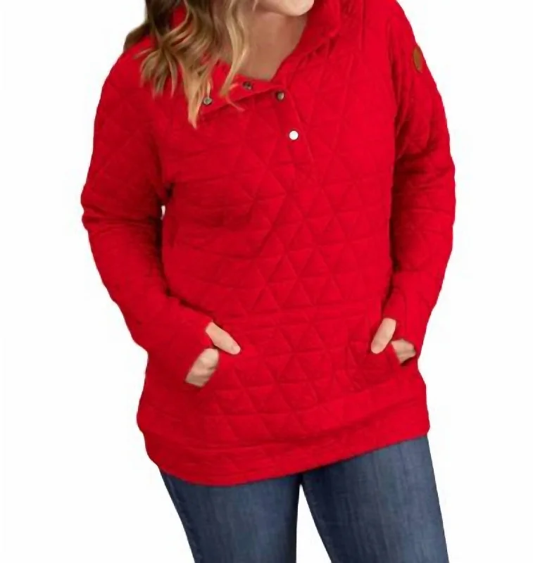 Rebecca Button Snap Pullover In Red