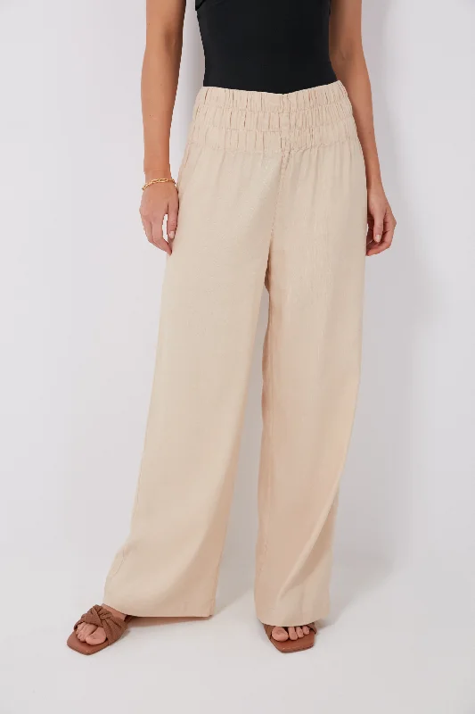 Sand Air Linen Smocked Pants