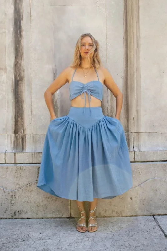 Frankie Halter Top Periwinkle Blue Linen