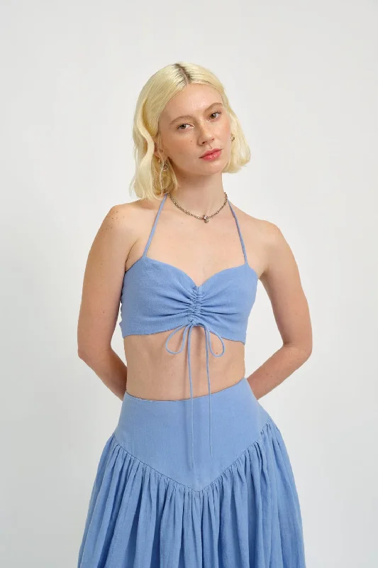 Frankie Halter Top Periwinkle Blue Linen