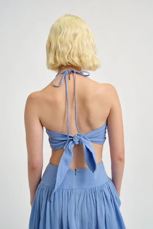 Frankie Halter Top Periwinkle Blue Linen