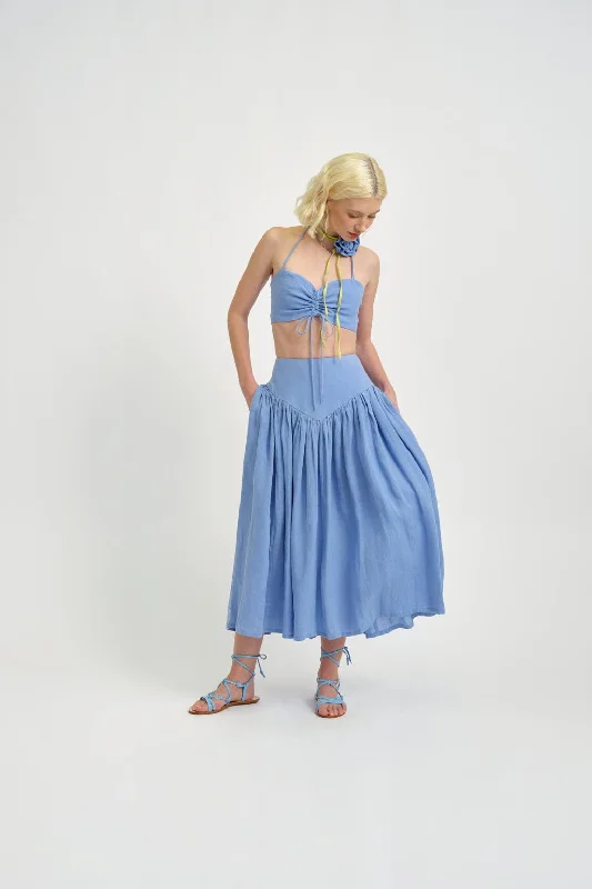 Frankie Halter Top Periwinkle Blue Linen