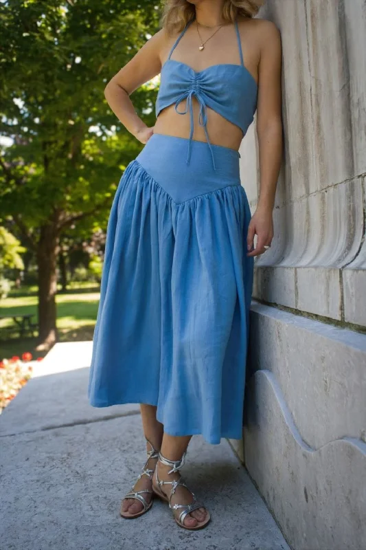 Frankie Halter Top Periwinkle Blue Linen