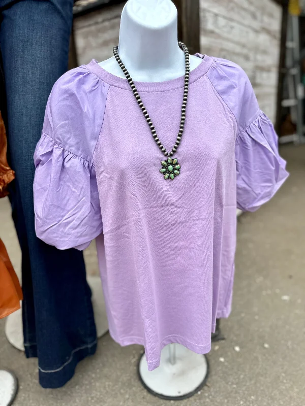 Lavender Puff Sleeve Top