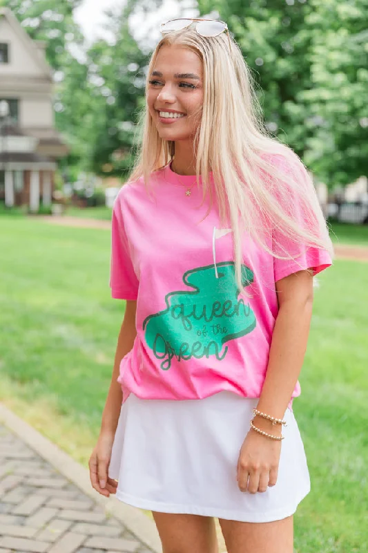 Queen of the Green Hot Pink Oversized Graphic Tee