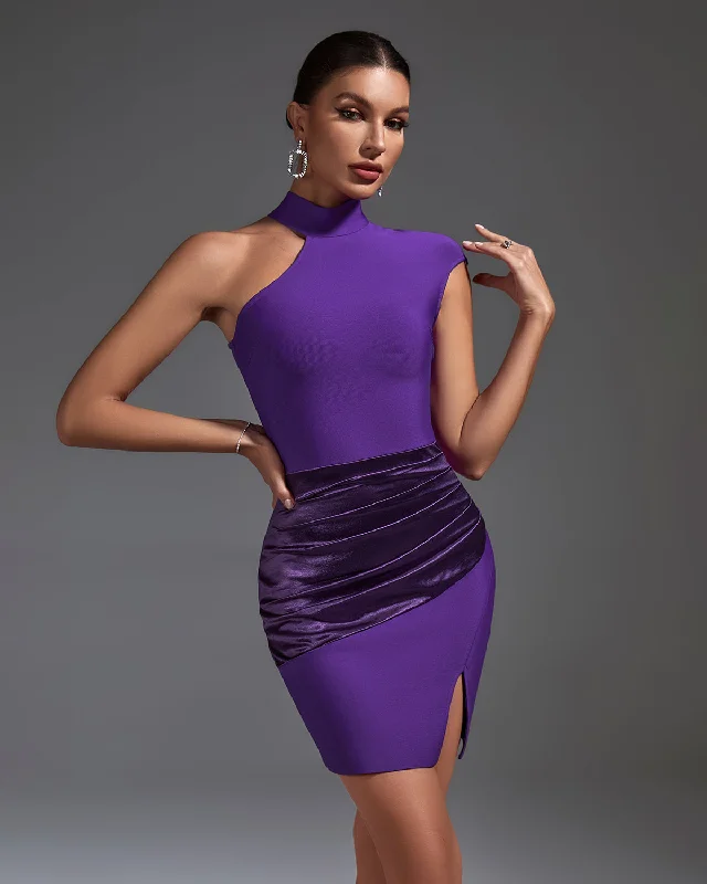 Asymmetric Cutout Mini Bandage Dress