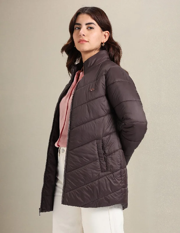 High Neck Longline Puffer Jacket