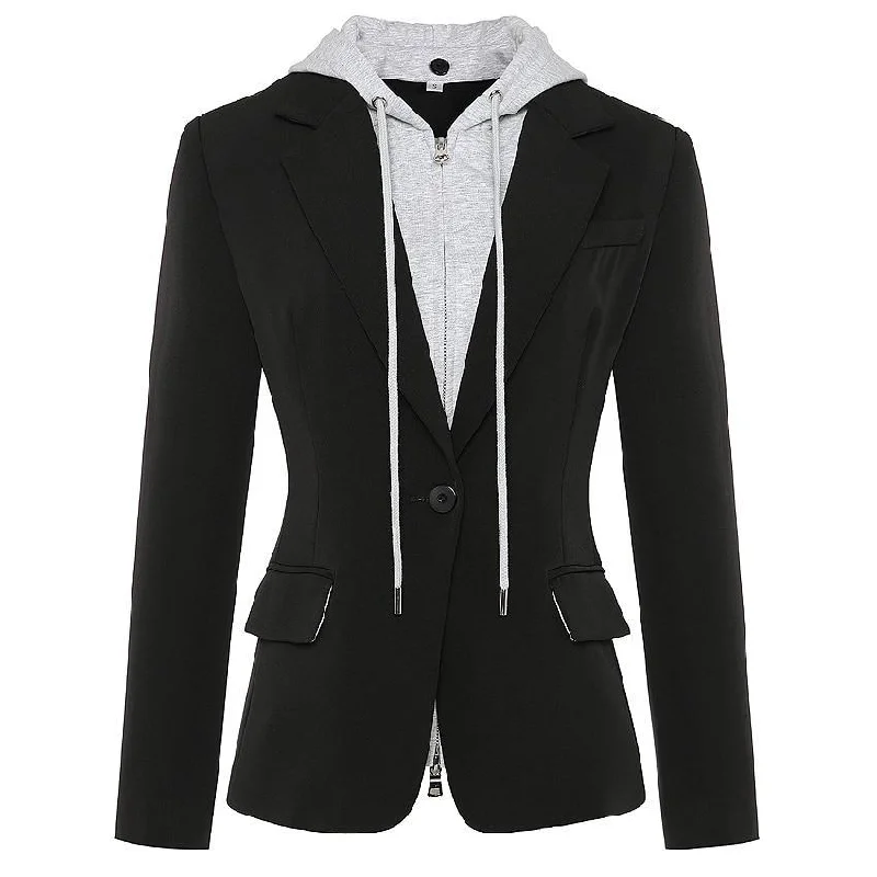 Detachable Hooded Blazer For Women